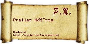 Preller Márta névjegykártya